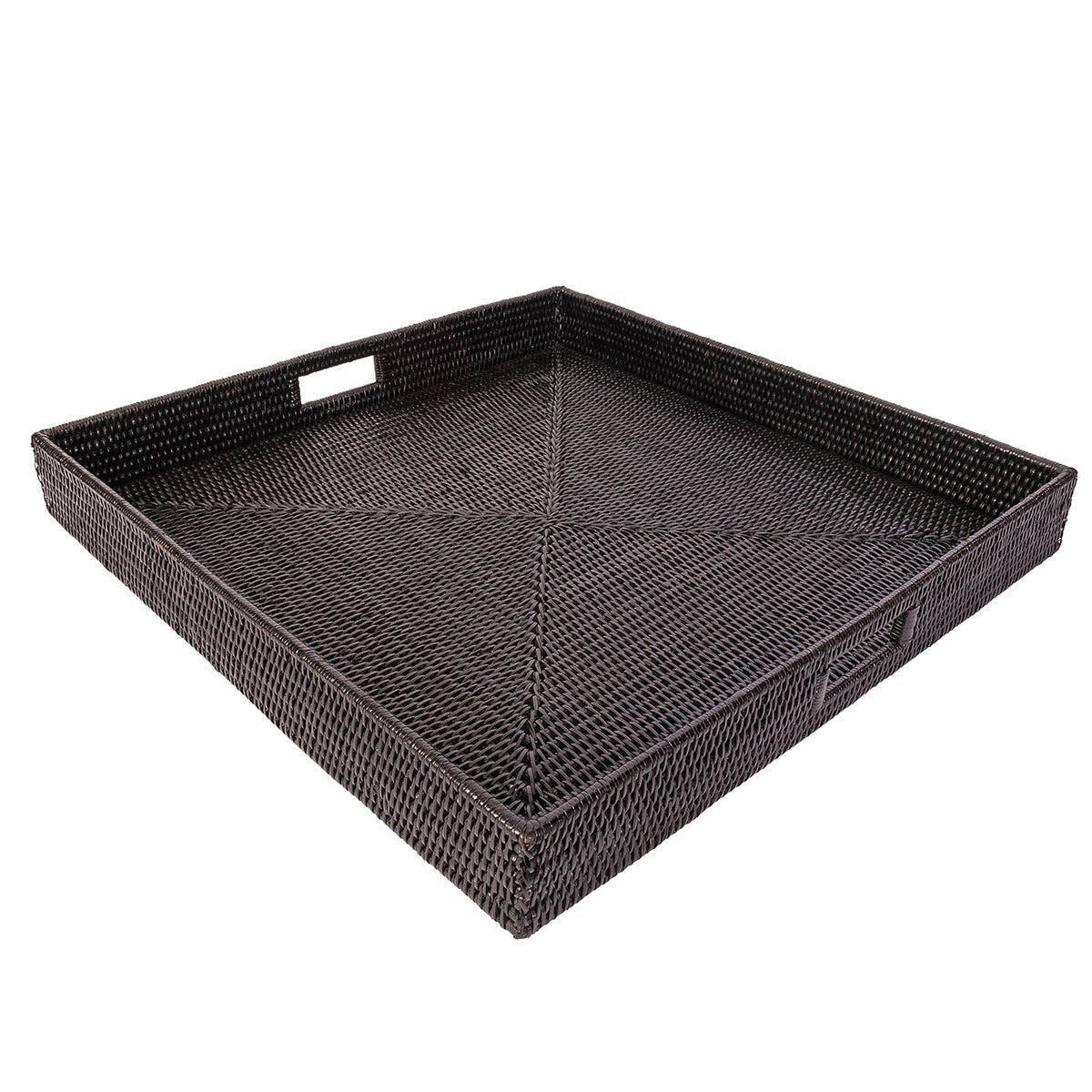 Artifacts Trading Company Rattan Square Ottoman Tray Tudor Black